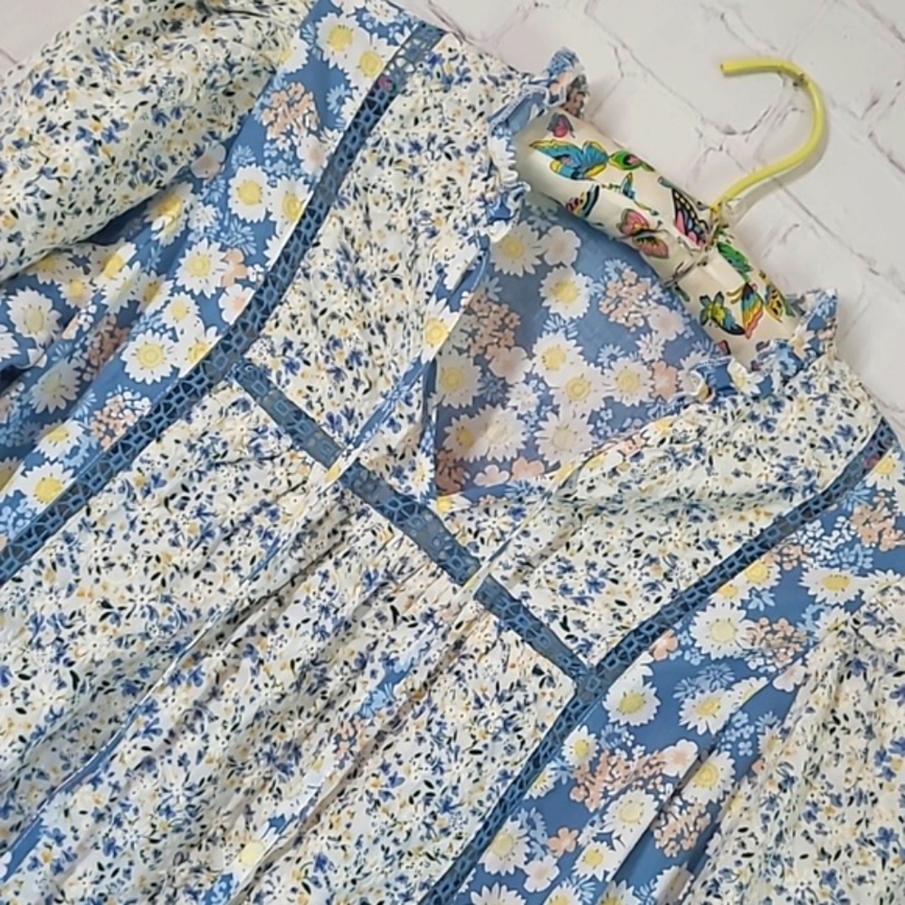 Anthropologie Solitaire Laura Peasant Floral Daisy Cottagecore Top Blouse Sz S - Picture 9 of 16